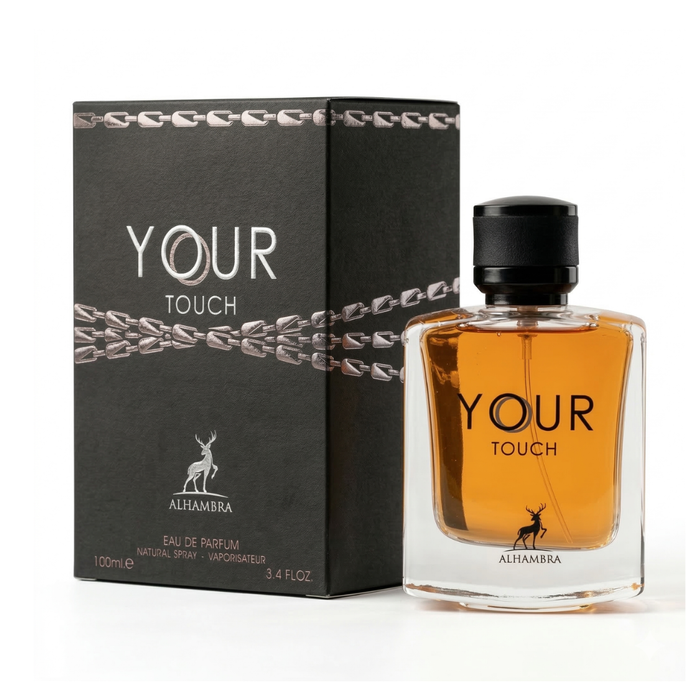 Perfume Your Touch For Men Maison Alhambra, frasco de 100 ml, con diseño elegante y aroma sofisticado para hombres.
