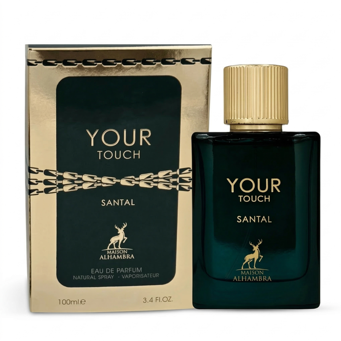 Perfume Maison Alhambra Your Touch Santal para hombres, frasco de 100 ml con diseño elegante y moderno.