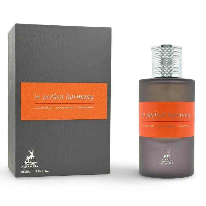 Perfume Maison Alhambra Perfect Harmony 60 ml, frascos elegantes y diseño sofisticado en la imagen.