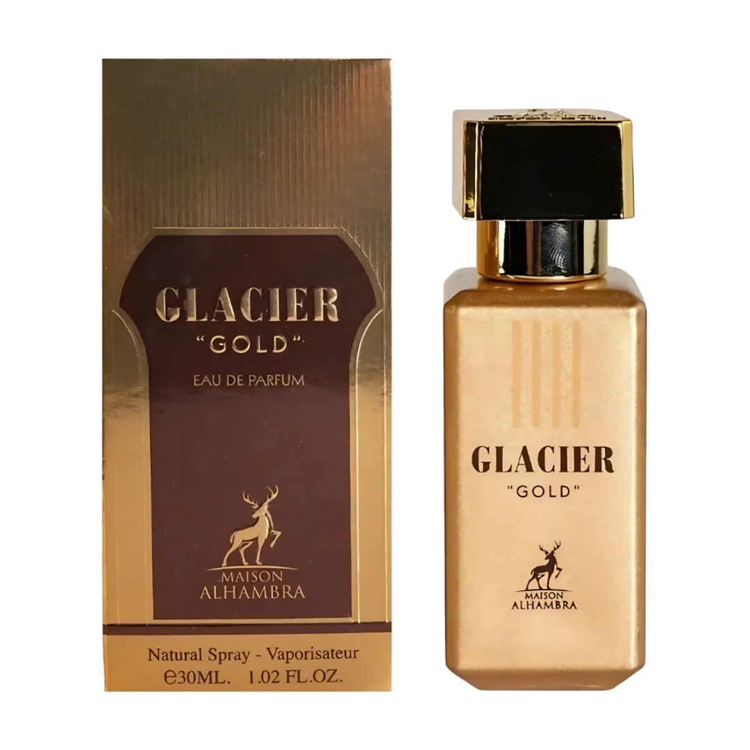 Maison Alhambra Glacier Gold EDP 30ml – Perfume Masculino Fresco Amaderado Especiado