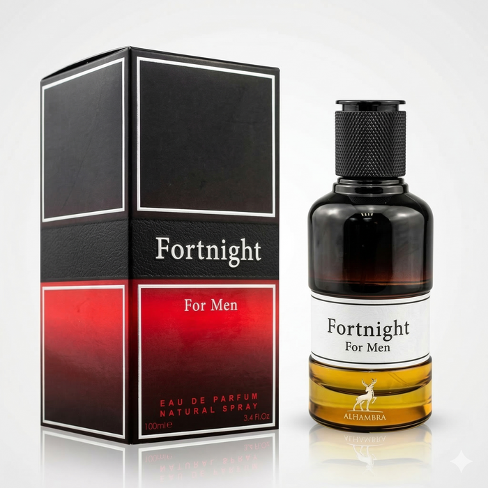 Perfume Maison Alhambra Fortnight for Men en frasco de 100 ml, con diseño elegante y moderno.