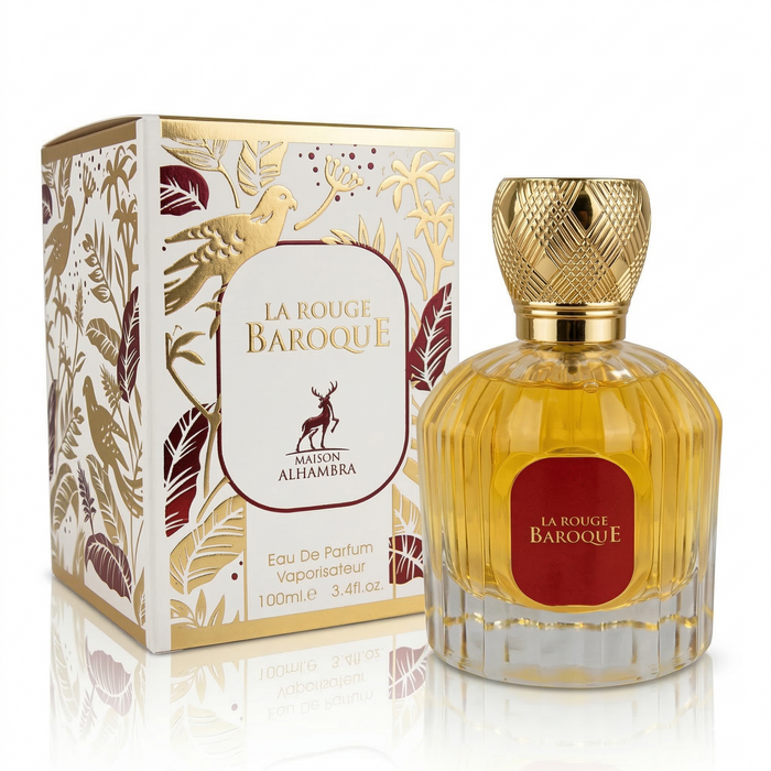 Perfume Maison Alhambra Baroque Rouge 540 edp unisex, frasco de 100 ml con diseño elegante y distintivo.