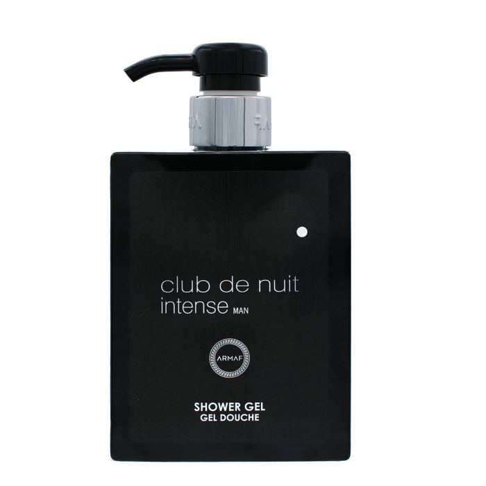 Gel de ducha Armaf Club de Nuit Intense Man, envase de 360 ml, con diseño y fragancia masculina en la etiqueta.