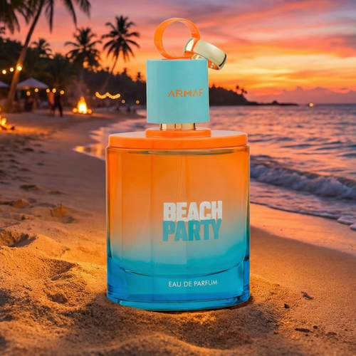 Desodorante Armaf Beach Party 100ml con envase brillante y diseño tropical, ideal para una frescura duradera en verano.