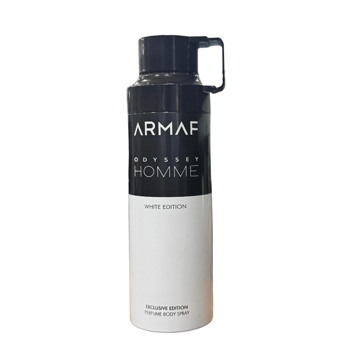 Desodorante Armaf Odyssey Homme White Edition en aerosol de 200 ml, con diseño elegante y fragancia fresca para hombres