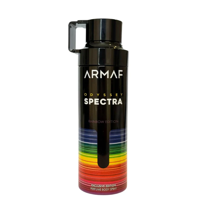 Desodorante Armaf Odyssey Spectra Rainbow Edition de 200 ml con diseño colorido y moderno en la imagen.