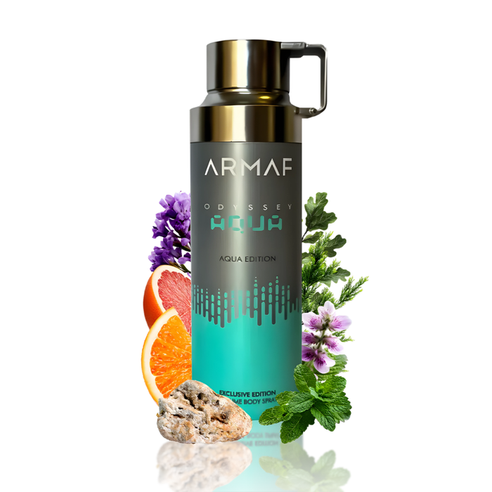 Desodorante Odyssey Aqua de 200ML de la marca Armaf, con diseño y etiqueta visible en el envase.