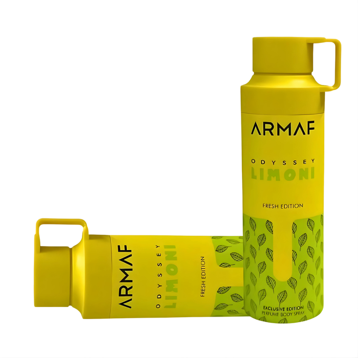 Desodorante unisex Odyssey Limoni Fresh Edition de Armaf en spray de 200 ml con fragancia cítrica y refrescante.