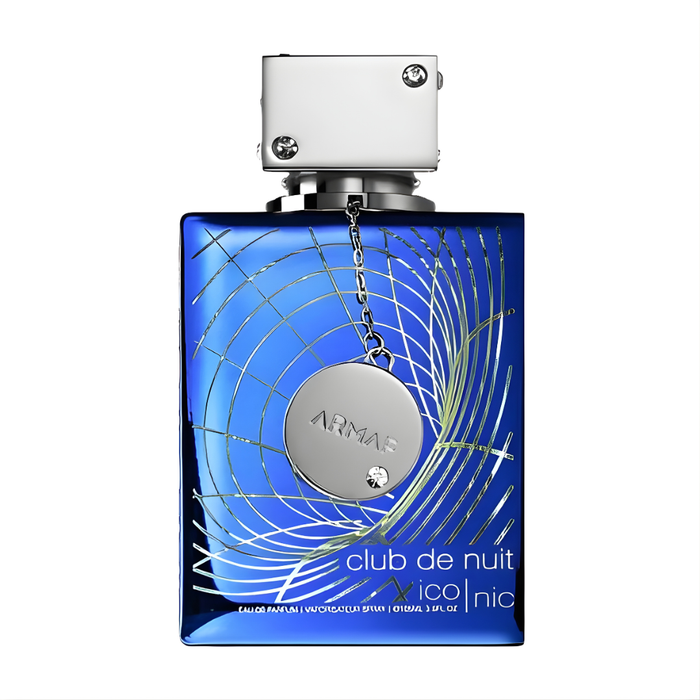 Perfume Armaf Club de Nuit Blue Iconic en frasco de 105 ml, fragancia masculina con diseño elegante y moderno.