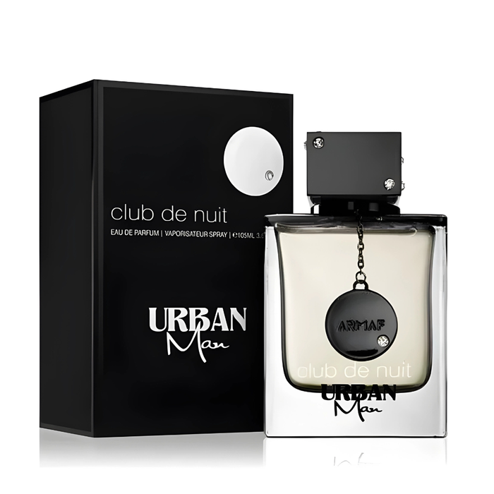 Perfume Armaf Club de Nuit Urban Man 105ml con botella elegante y diseño moderno, fragancia masculina y sofisticada.