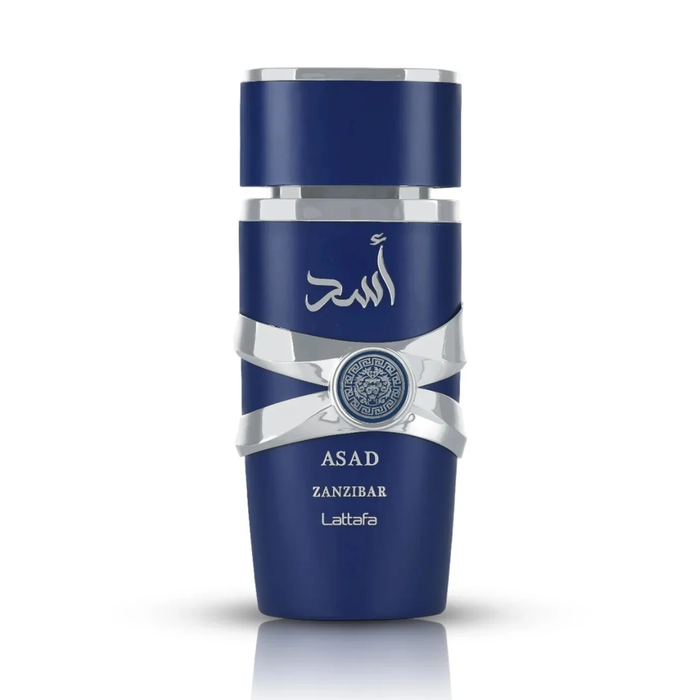 Perfume Asad Zanzibar Lattafa EDP de 100 ml, frasco elegante de perfume de marca Premium Perfumes.