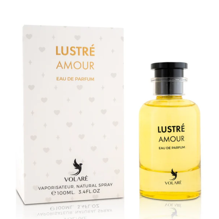Perfume Volare Lustre Amoure EDP 100 ml con botella elegante, inspirado en Lovers de Louis Vuitton.